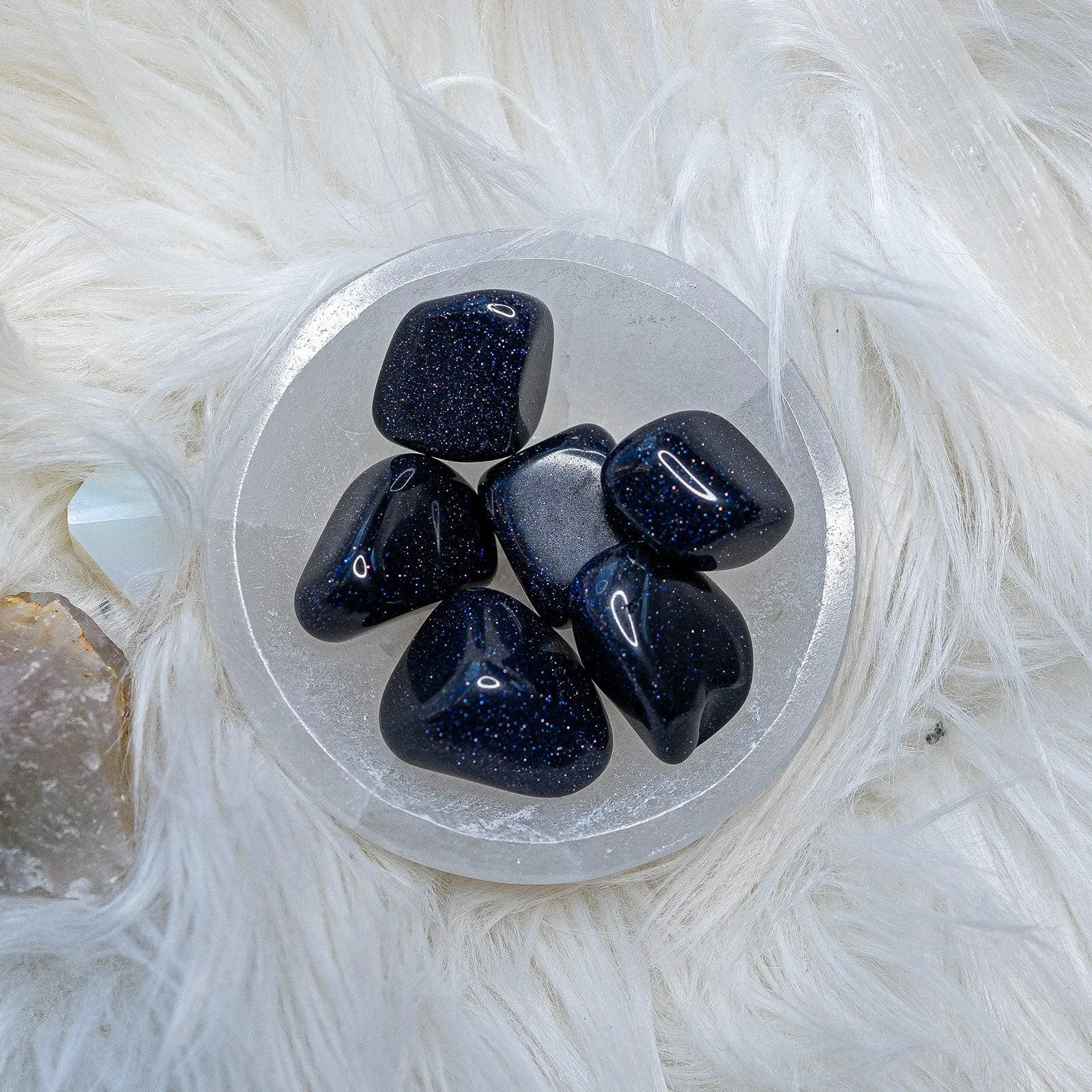 Sparkling ~ Galaxy Blue Goldstone set of 6 Tumbled Stones