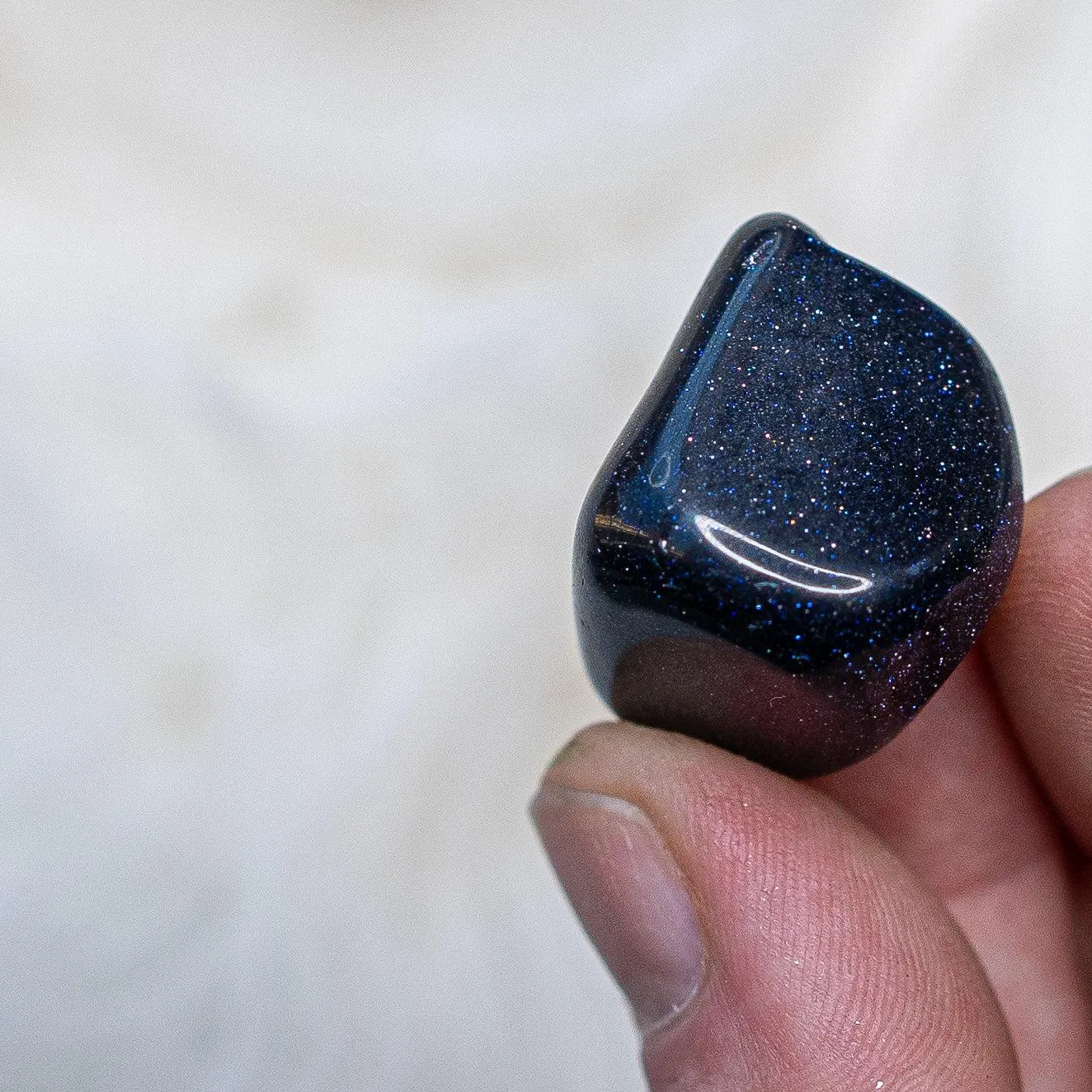 Sparkling ~ Galaxy Blue Goldstone set of 6 Tumbled Stones