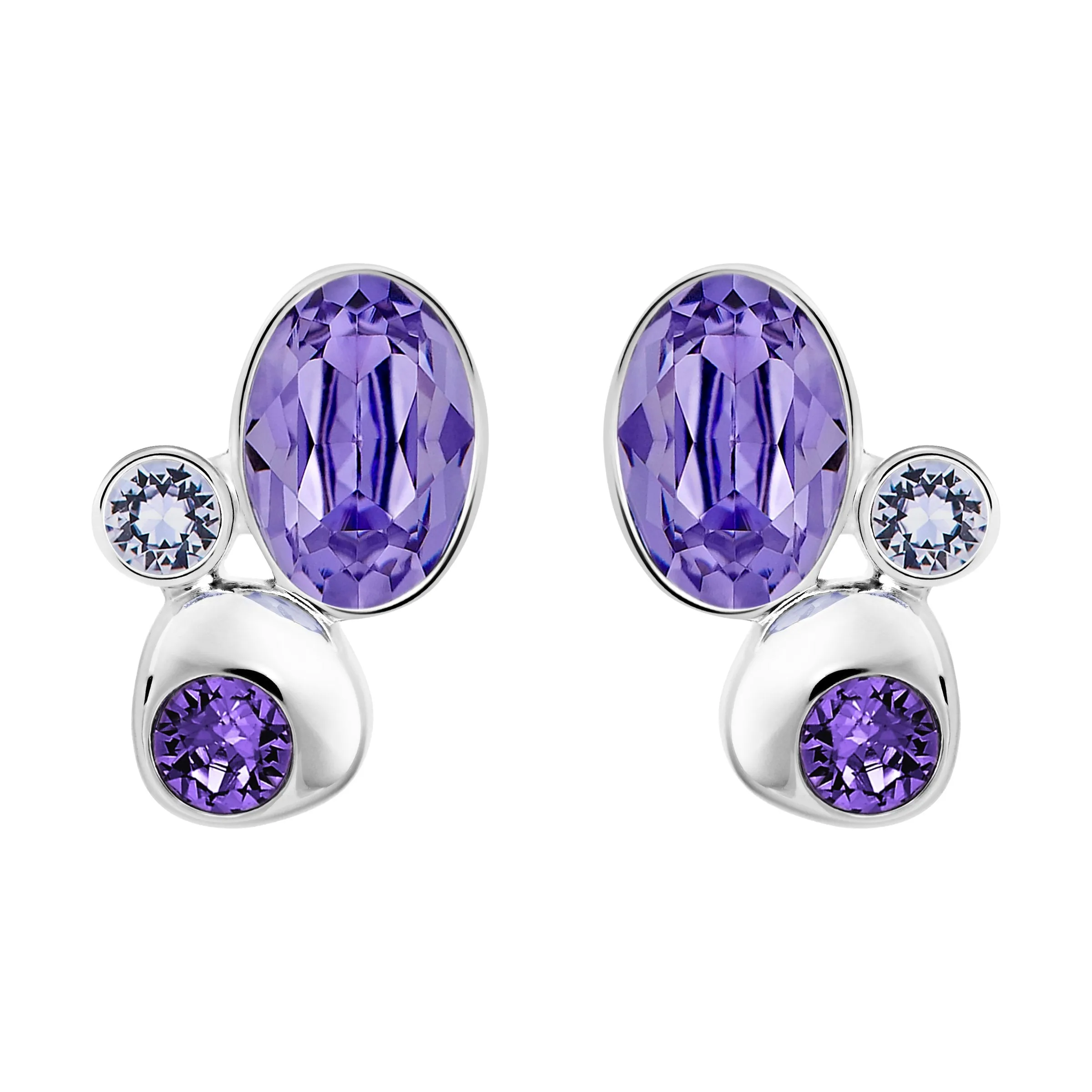 Swarovski Crystal Pierced Studs Earrings CALMLY, Tanzanite -5101322