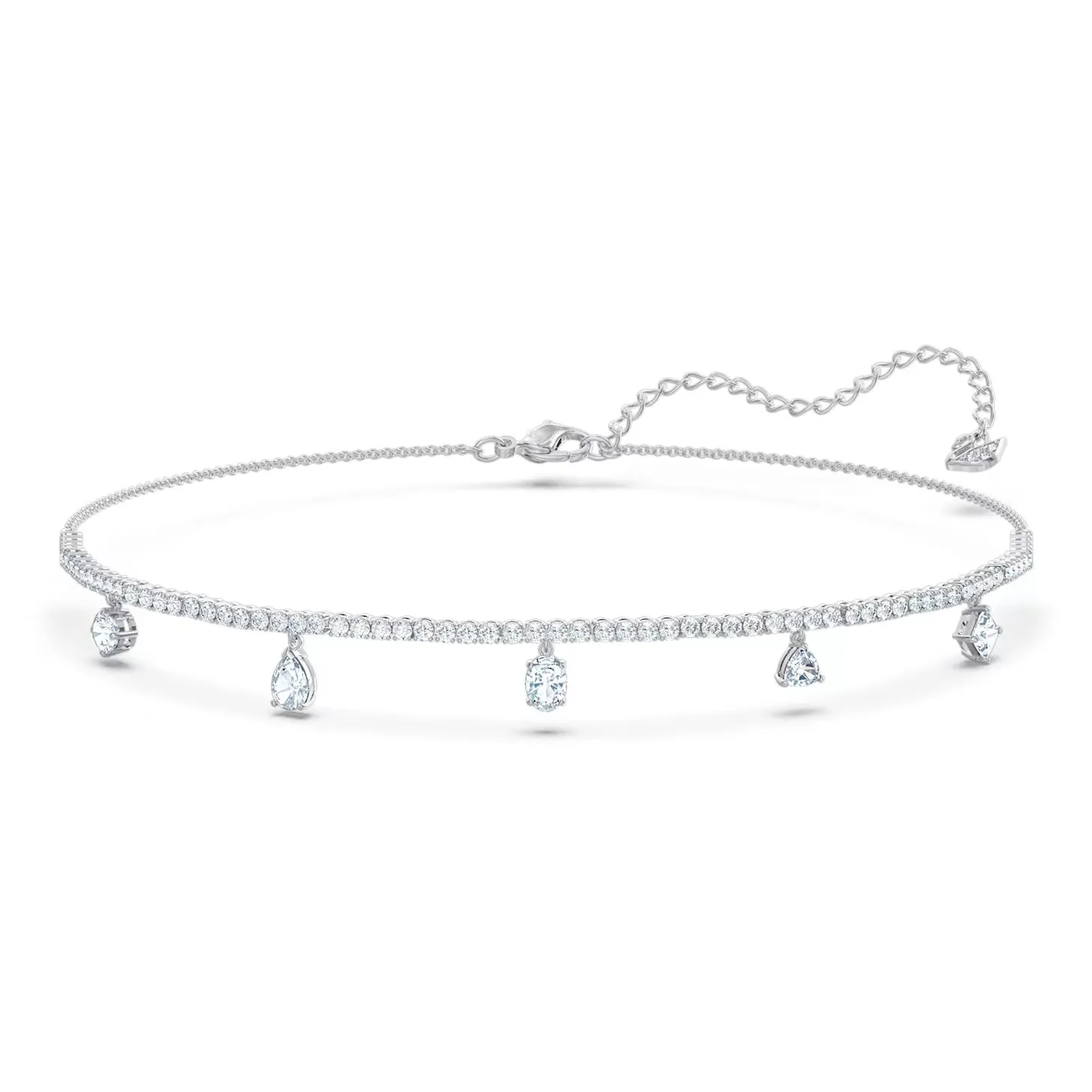 Swarovski Tennis Deluxe Choker Mixed cuts, White, Rhodium plated -5562084