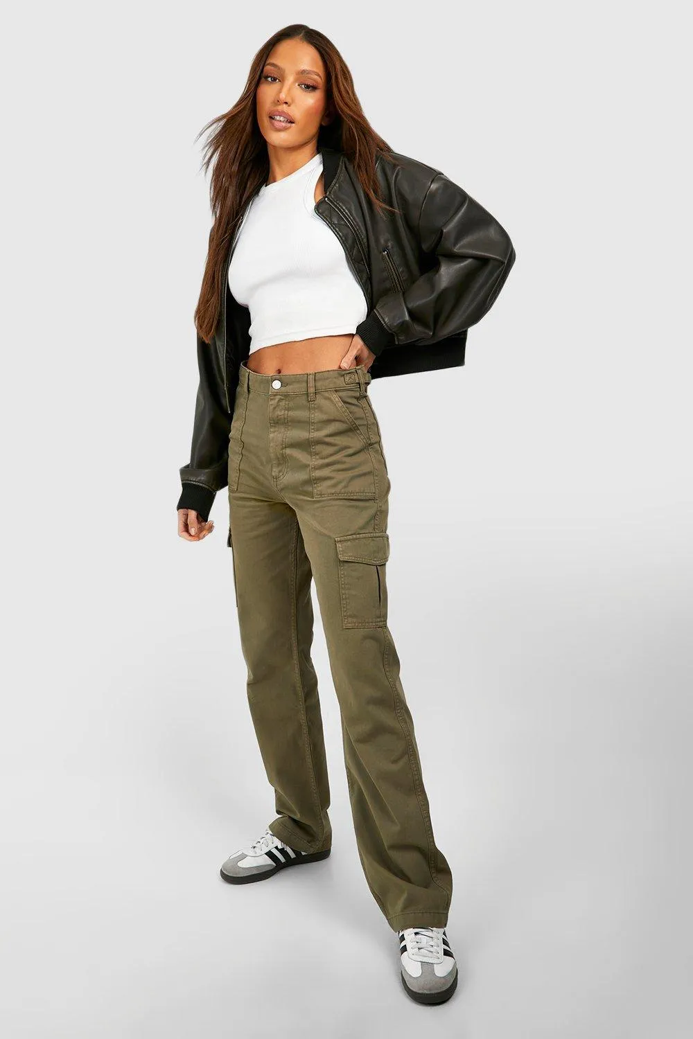 Tall Khaki Adjustable Waist Cargo Jeans