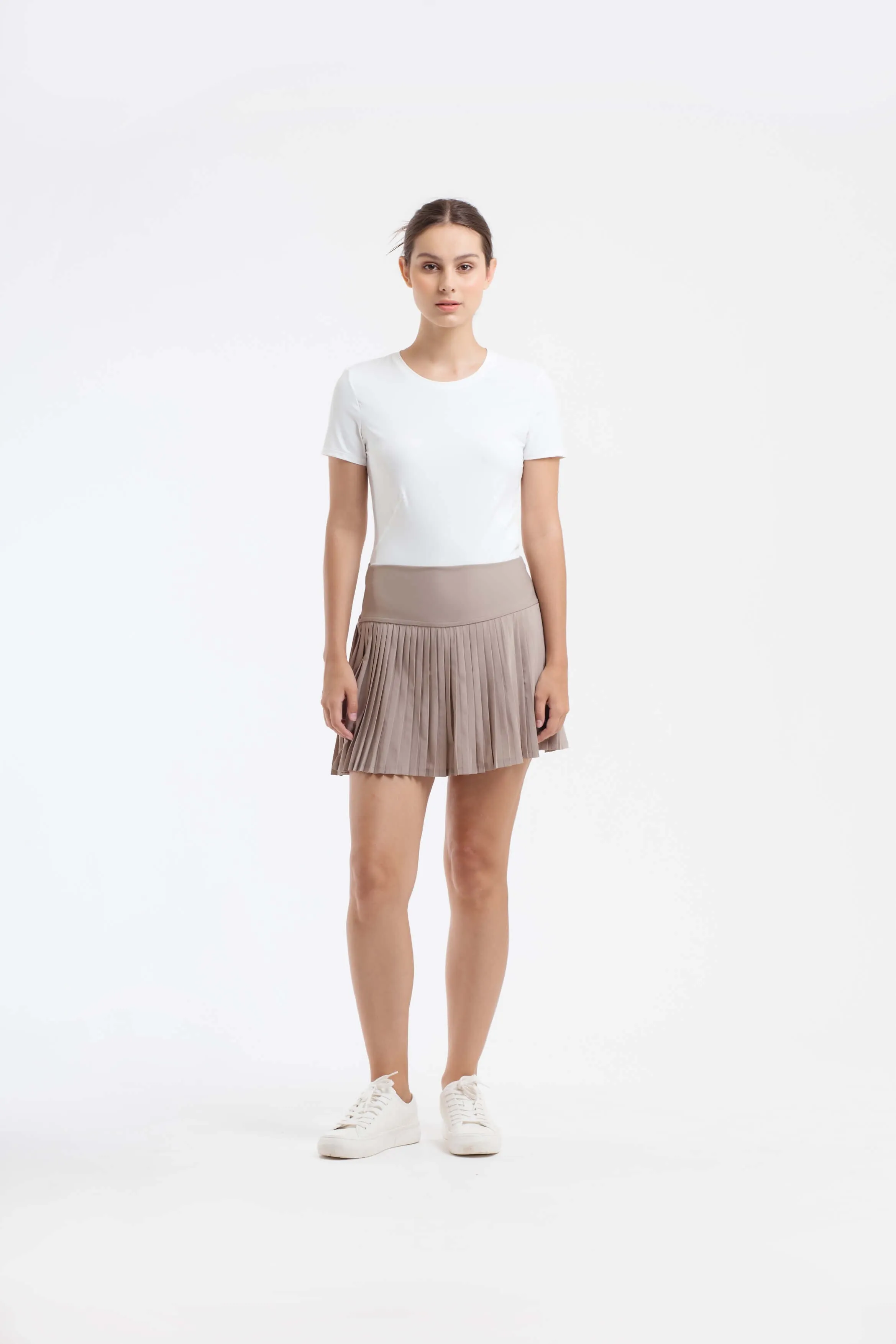 Taupe Pleated Tennis Skirt