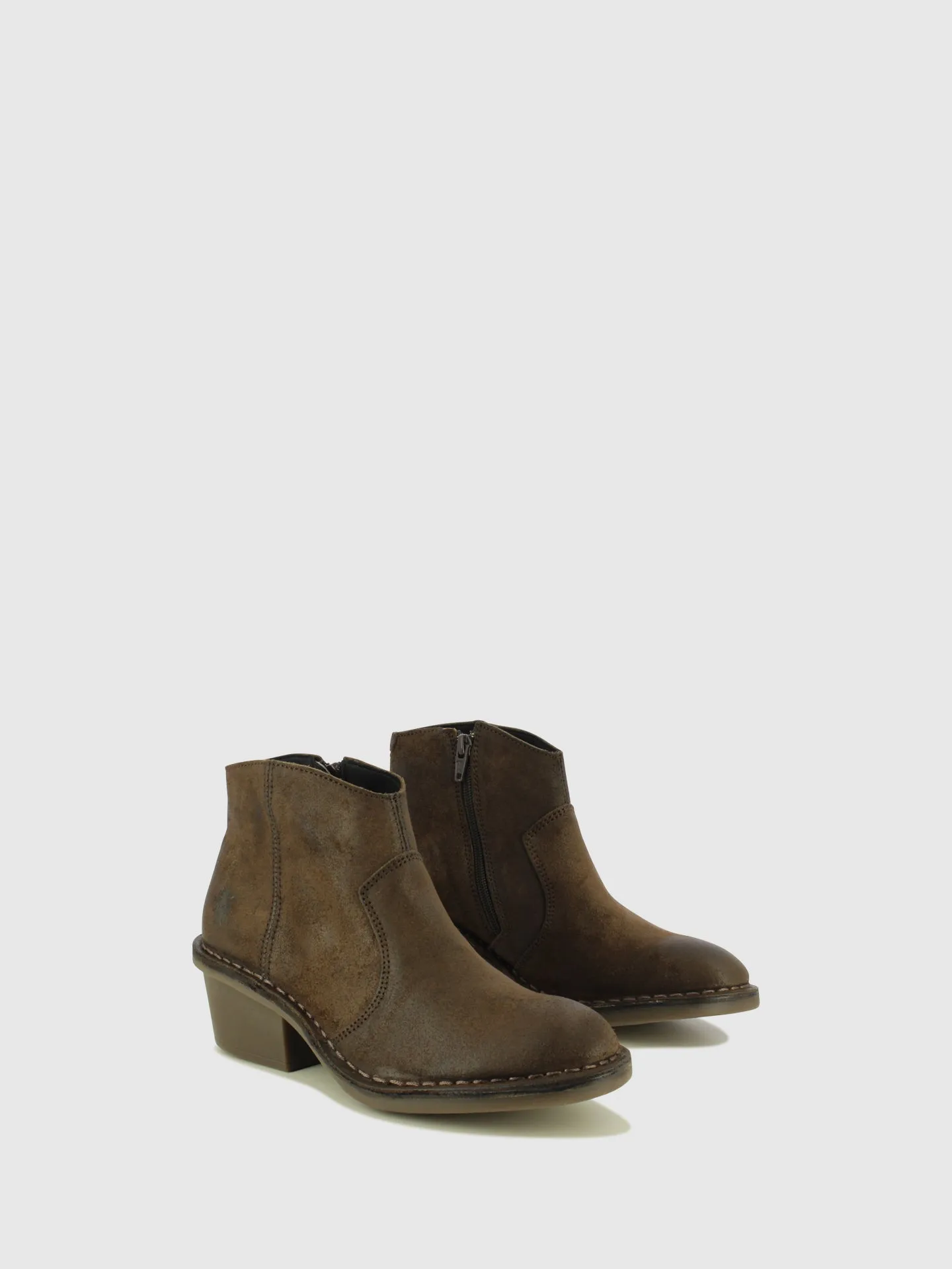 Taupe Zip Up Ankle Boots