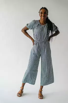 The Stuart Gingham Jumpsuit in Navy