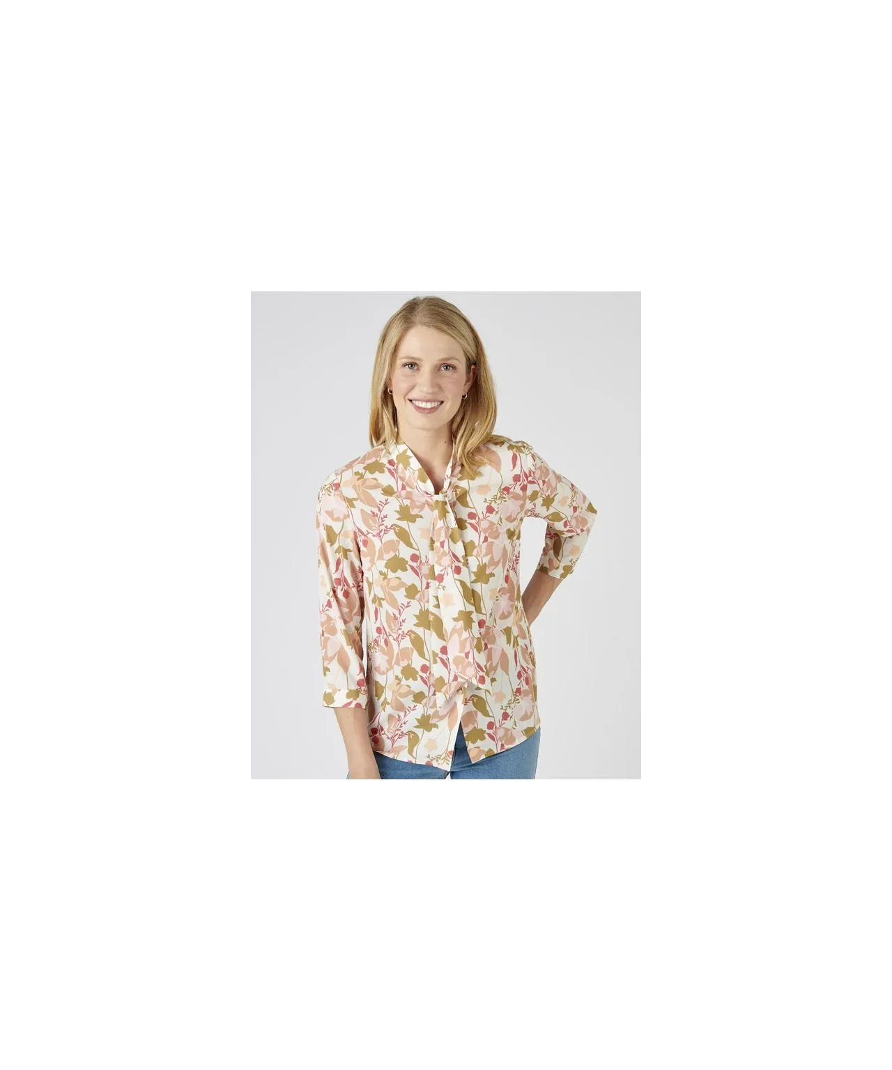 Tie Neck Floral Printed Blouse