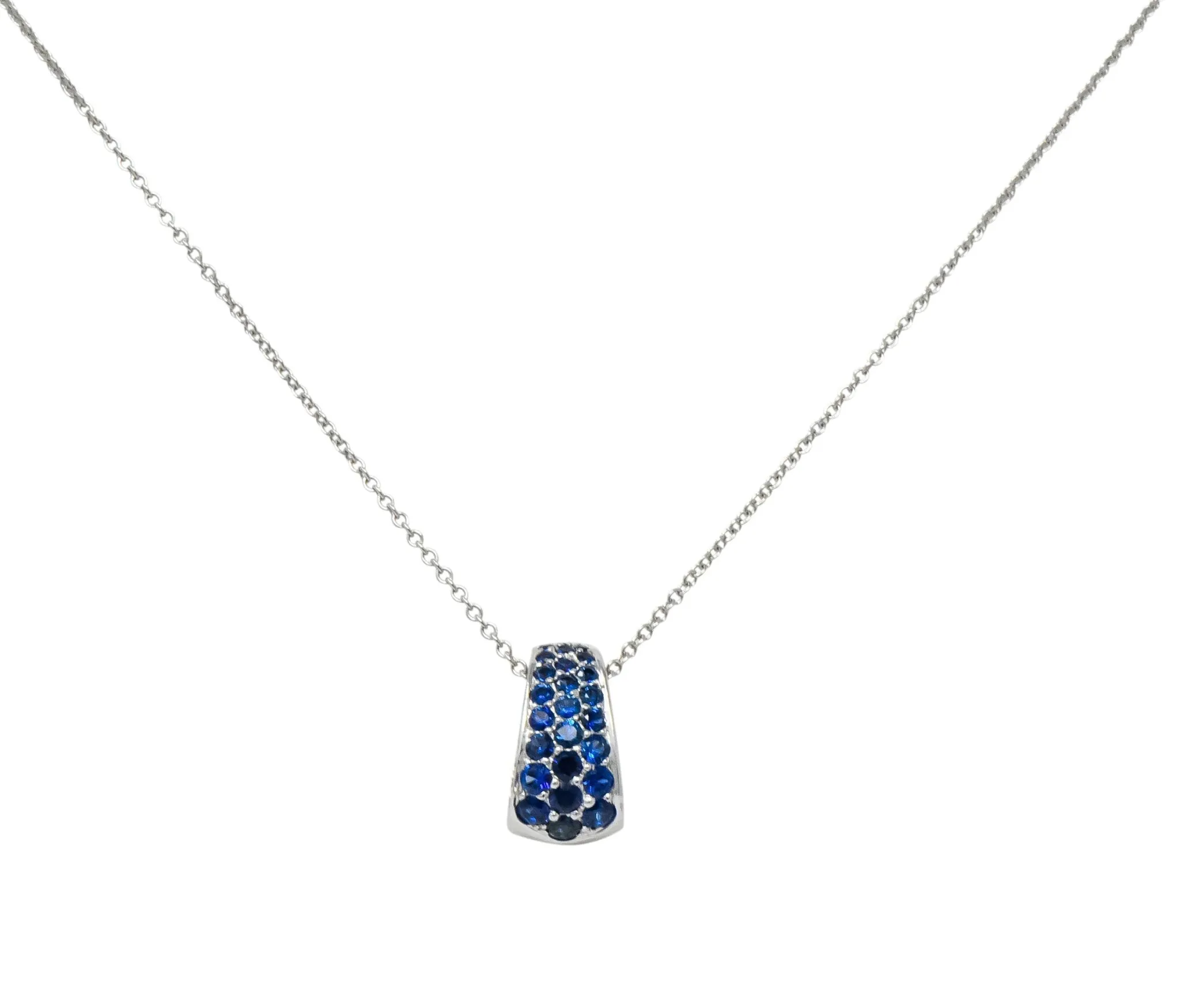 Tiffany & Co. 2001 0.90 CTW Diamond Sapphire 18 Karat White Gold Pendant Necklace