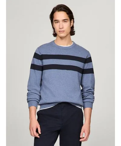 Tommy Hilfiger Men's Double Stripe Crewneck Sweater