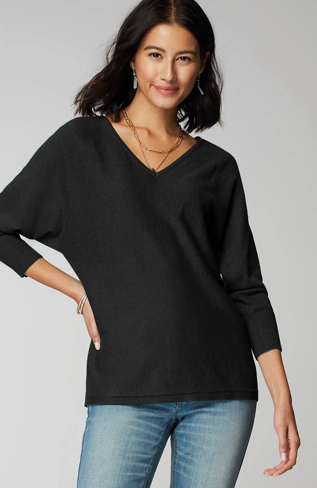 v-neck dolman pullover sweater