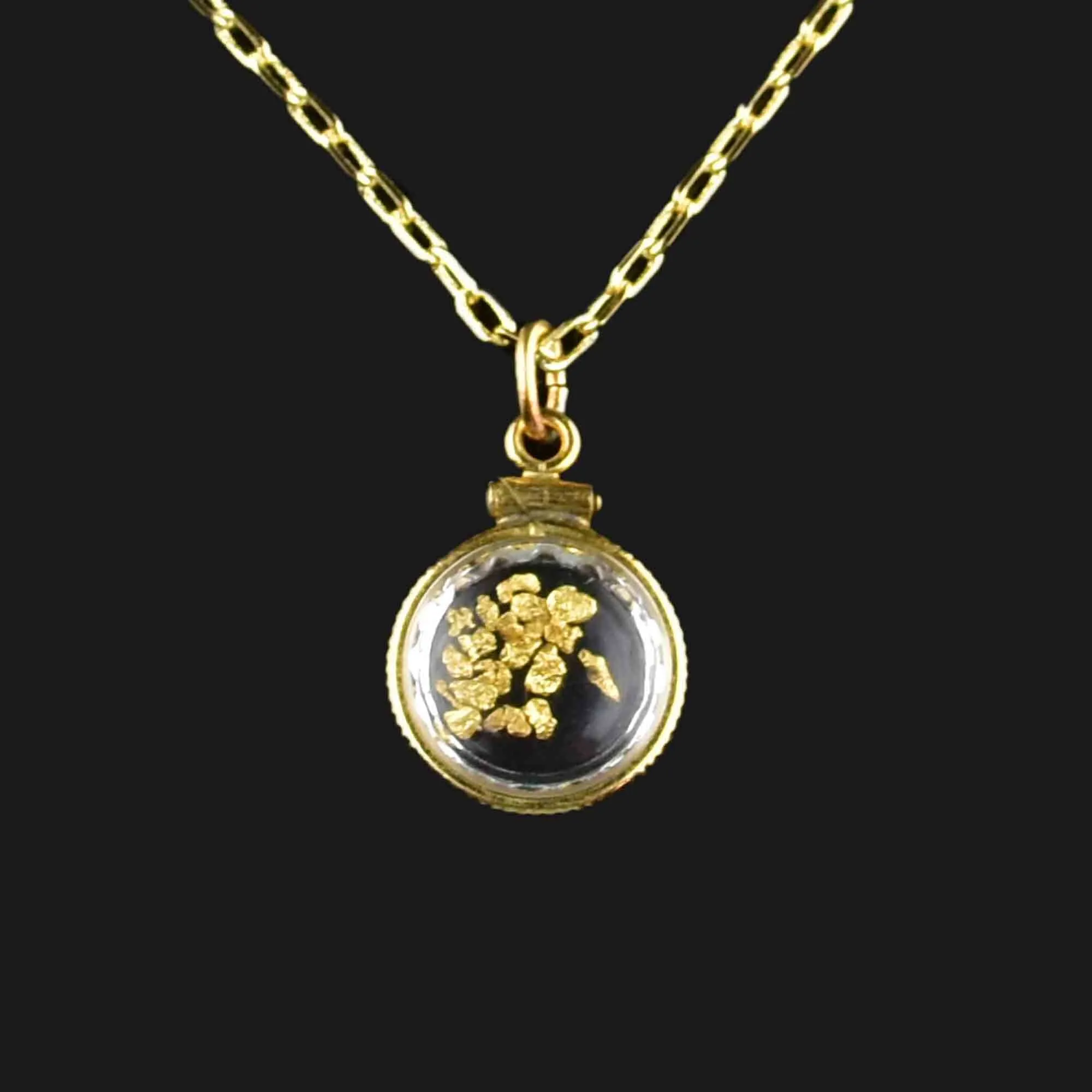 Vintage 22K Gold Nugget Shaker Pendant Necklace