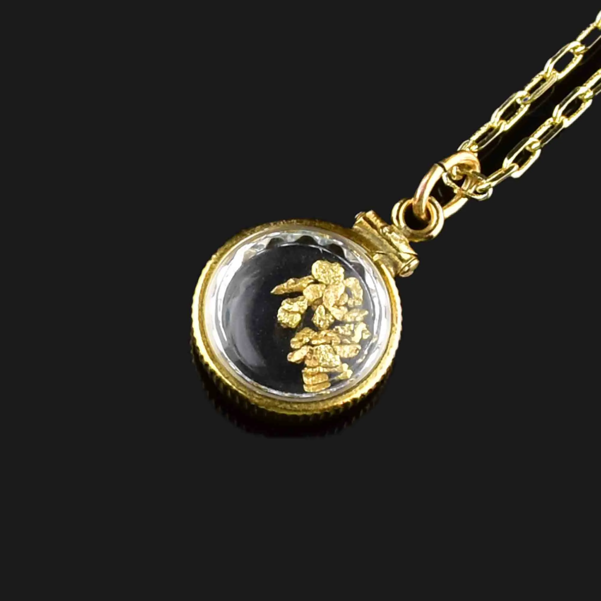 Vintage 22K Gold Nugget Shaker Pendant Necklace