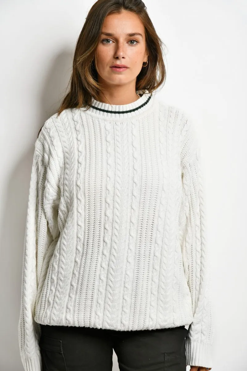 Vintage preppy sweater white unisex