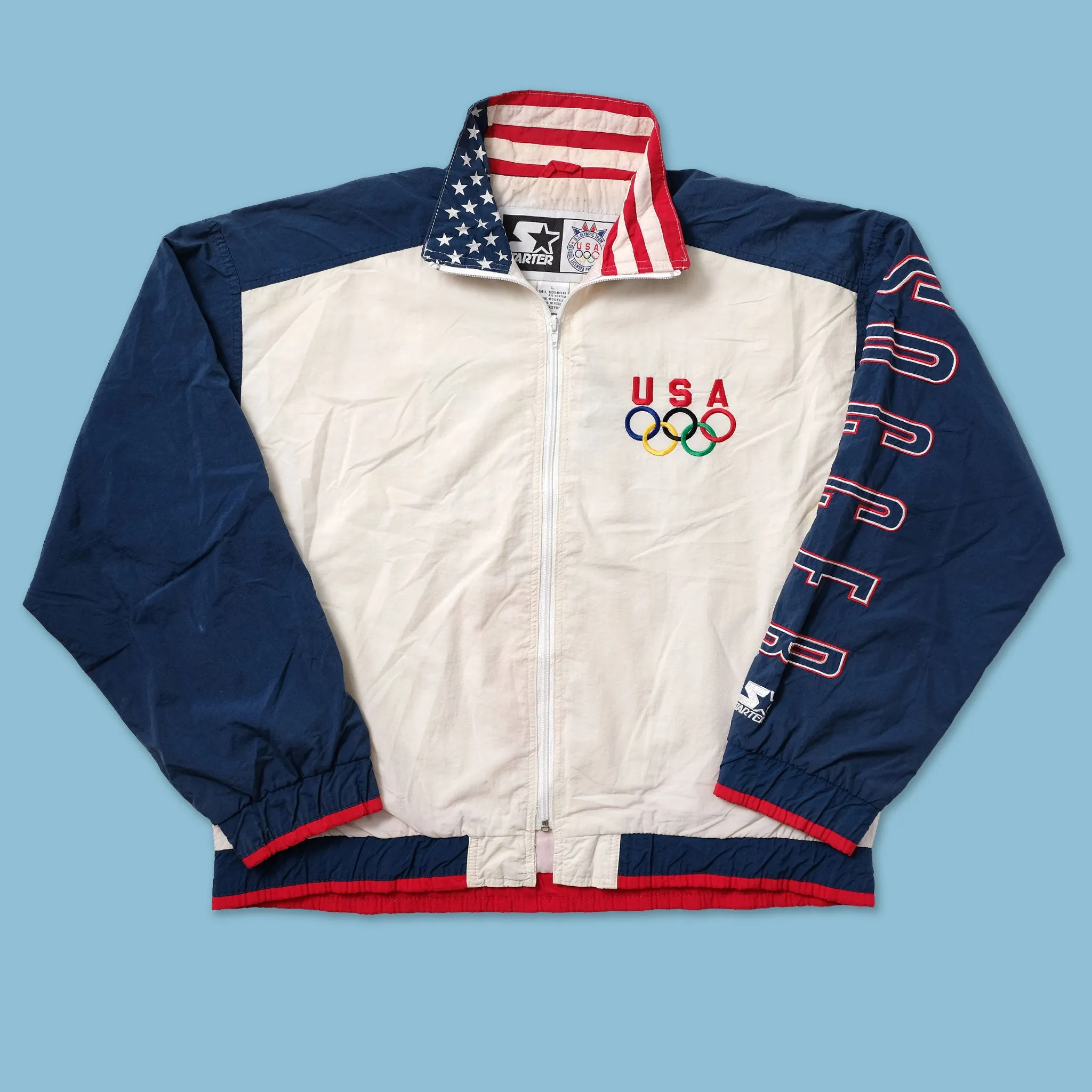 Vintage Starter Olympics USA Soccer Track Jacket Large