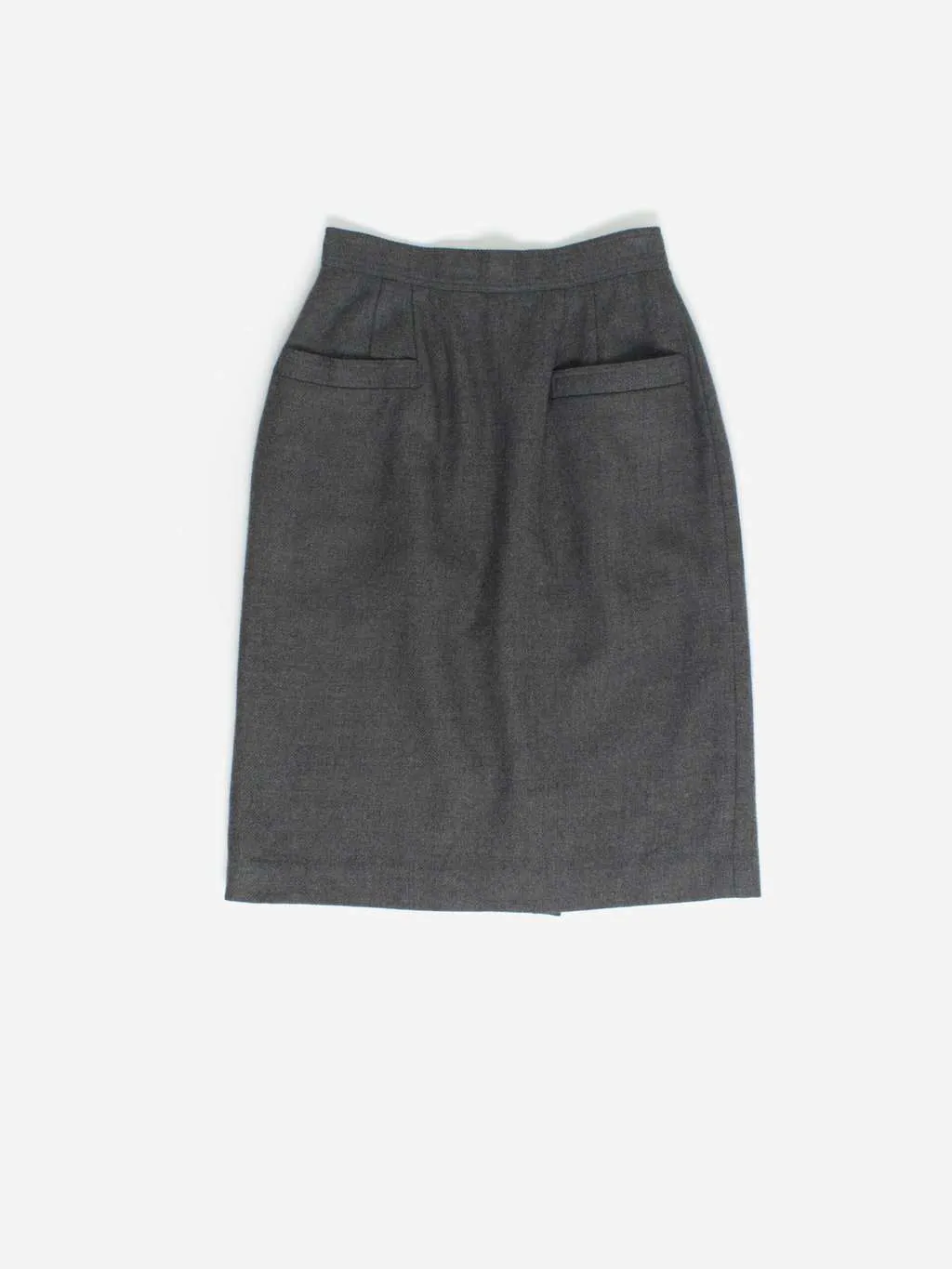 Vintage wool pencil skirt with button and pocket detail – Small