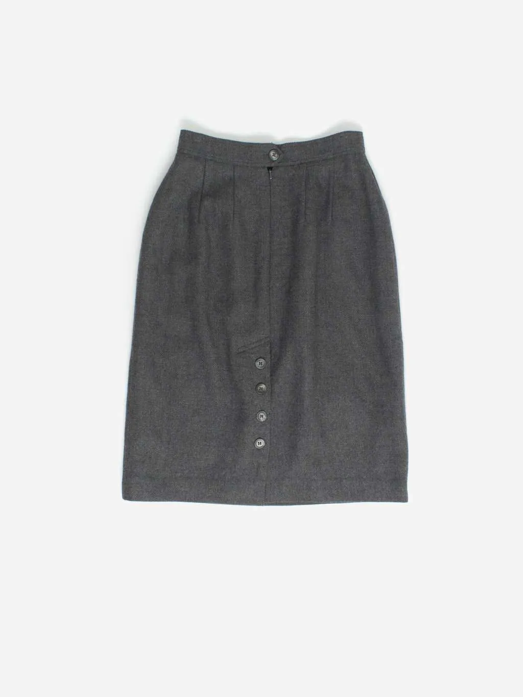 Vintage wool pencil skirt with button and pocket detail – Small