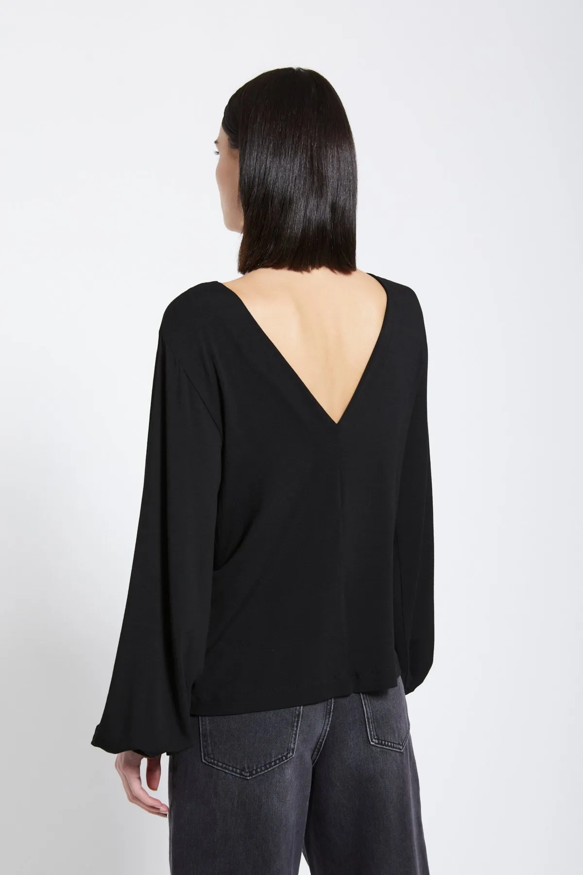 Viscose blouse with flared sleeves