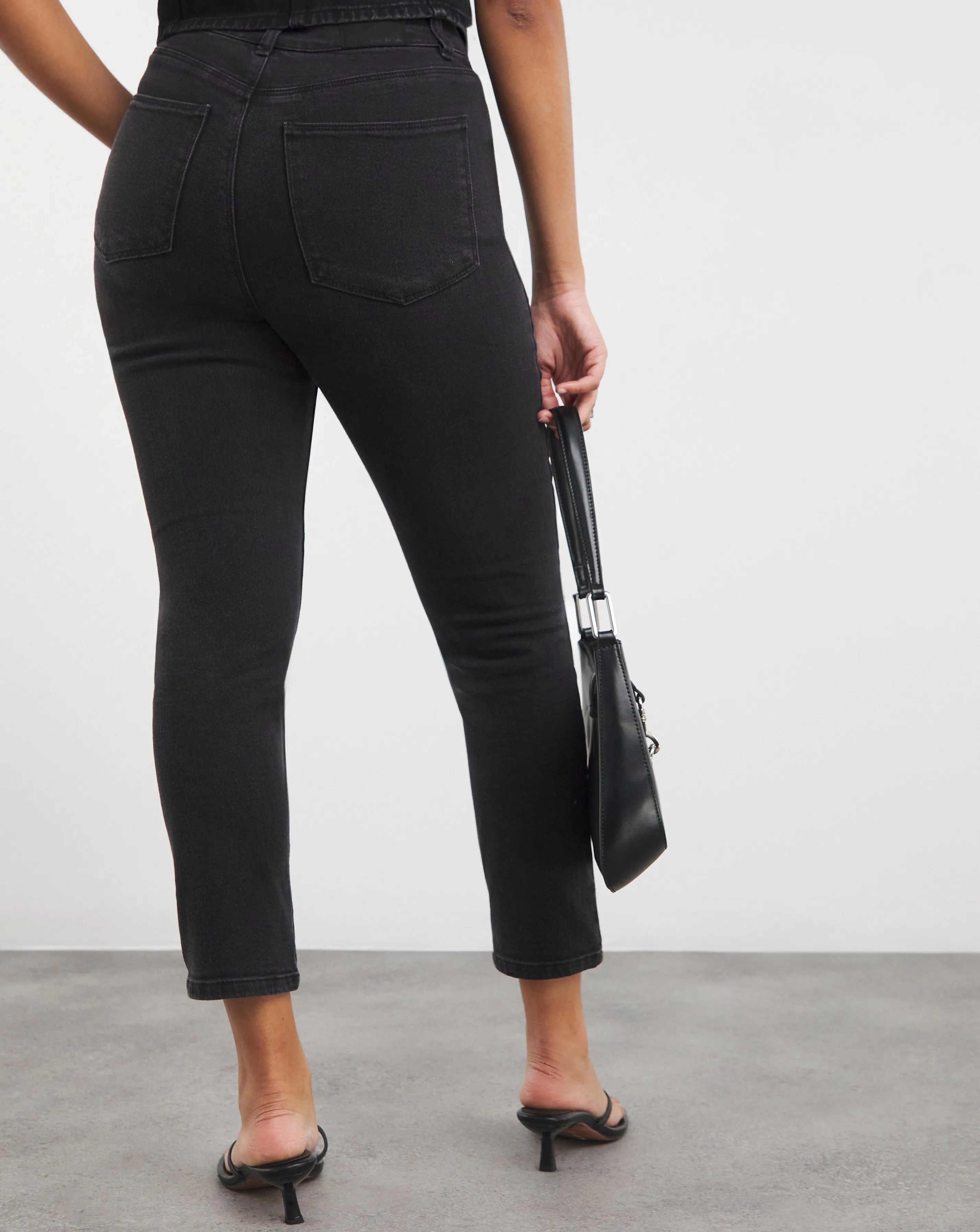 Washed Black Lara Slim Mom Jeans | Simply Be