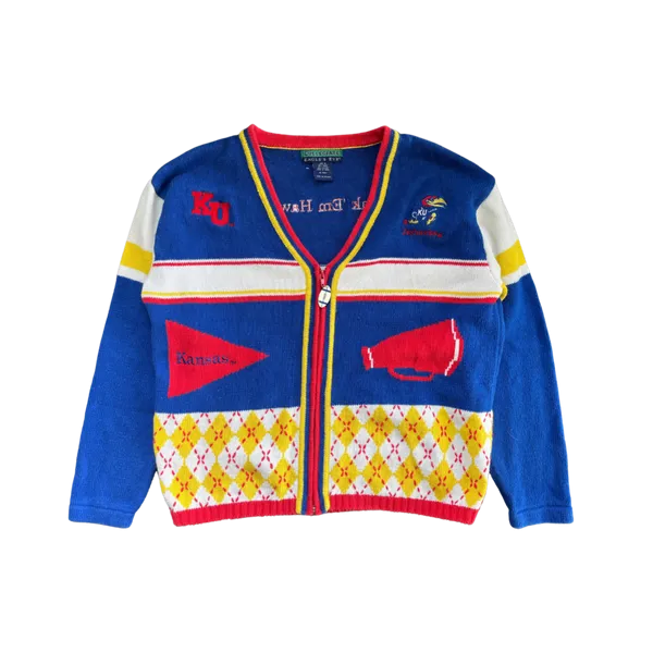 WESTSIDE STOREY VINTAGE | VINTAGE 90S KU JAYHAWKS KNIT CARDIGAN SWEATER