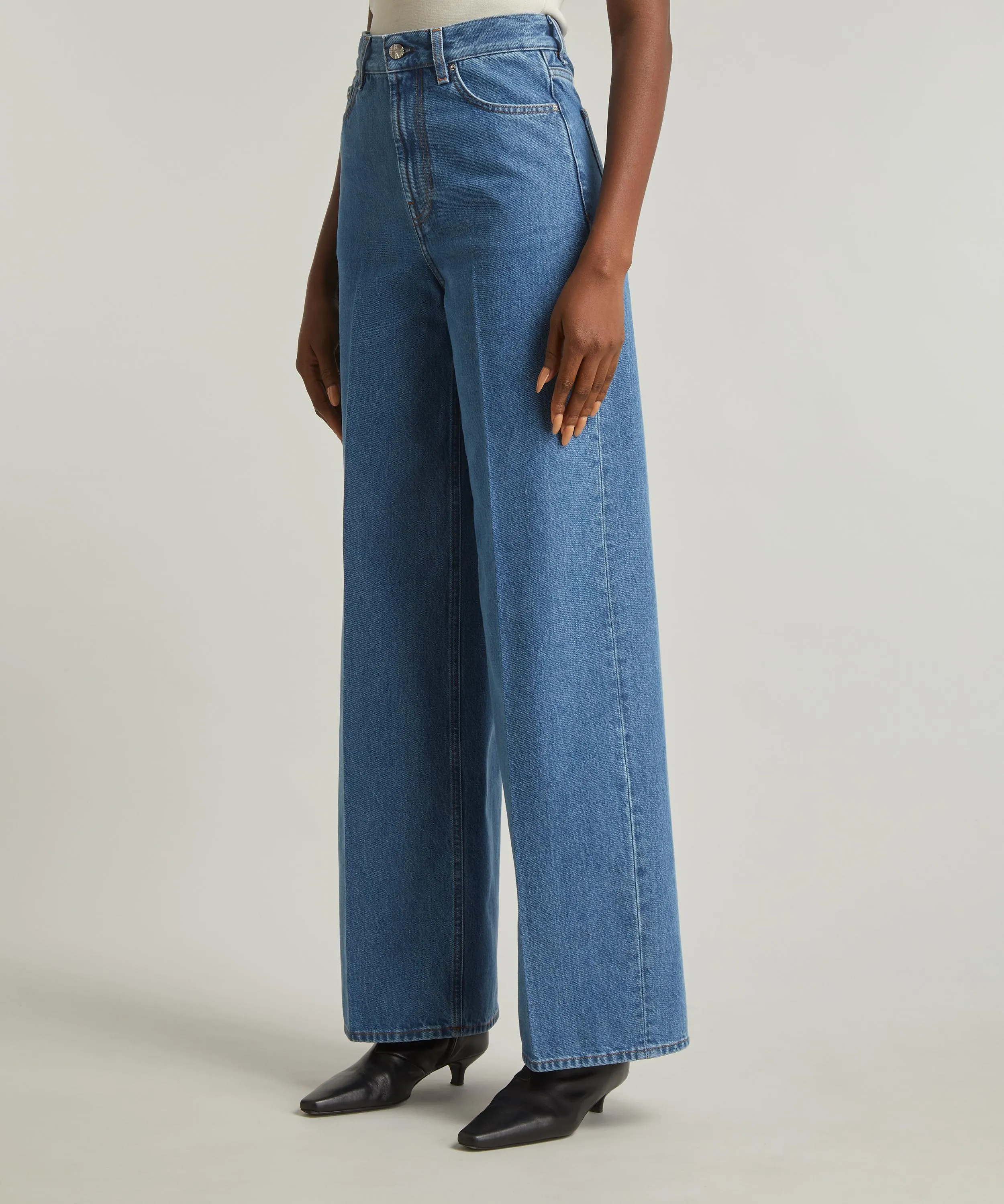 Wide Leg Vibrant Blue Denim Jeans