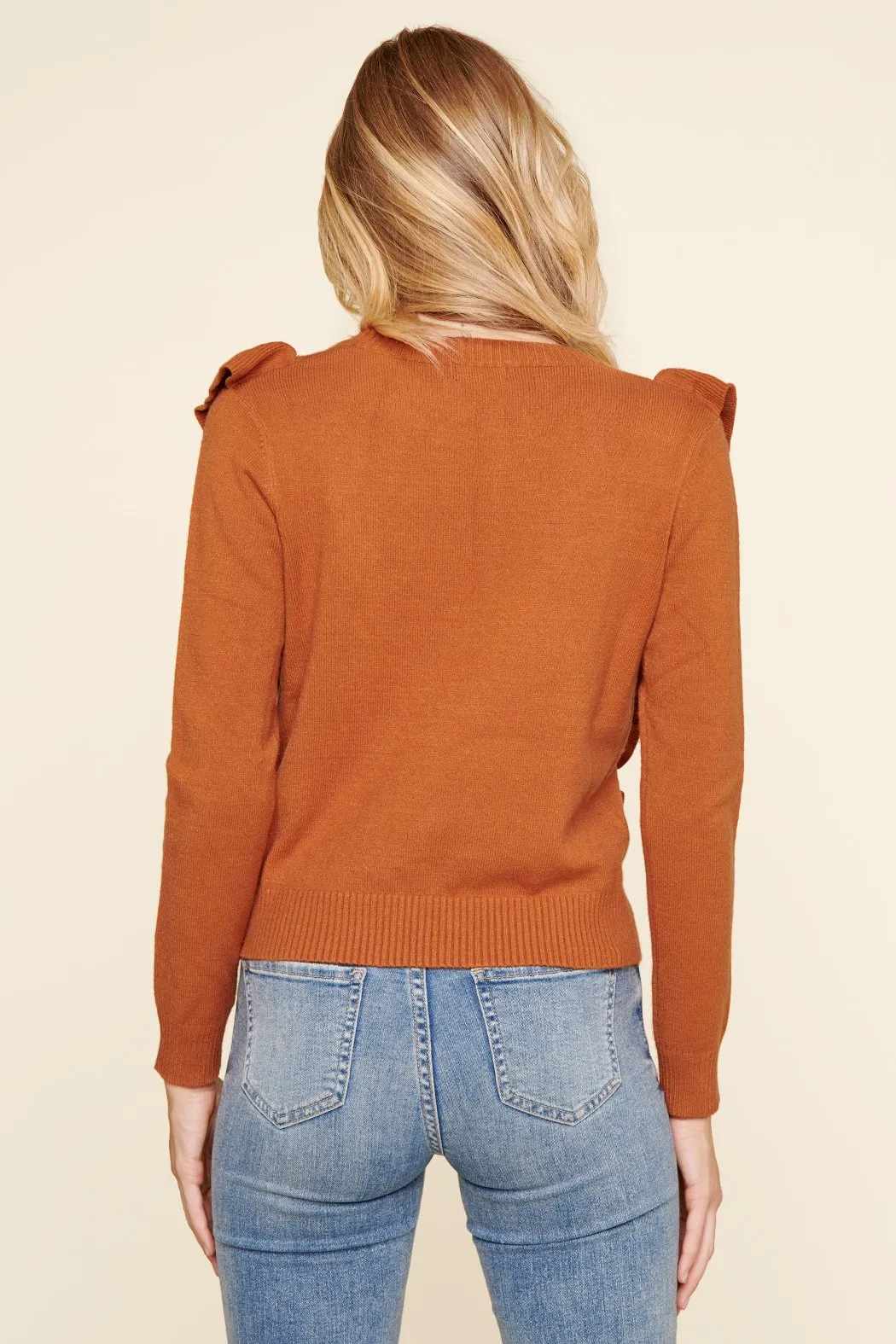 Wildfire Cable Knit Ruffle Sweater