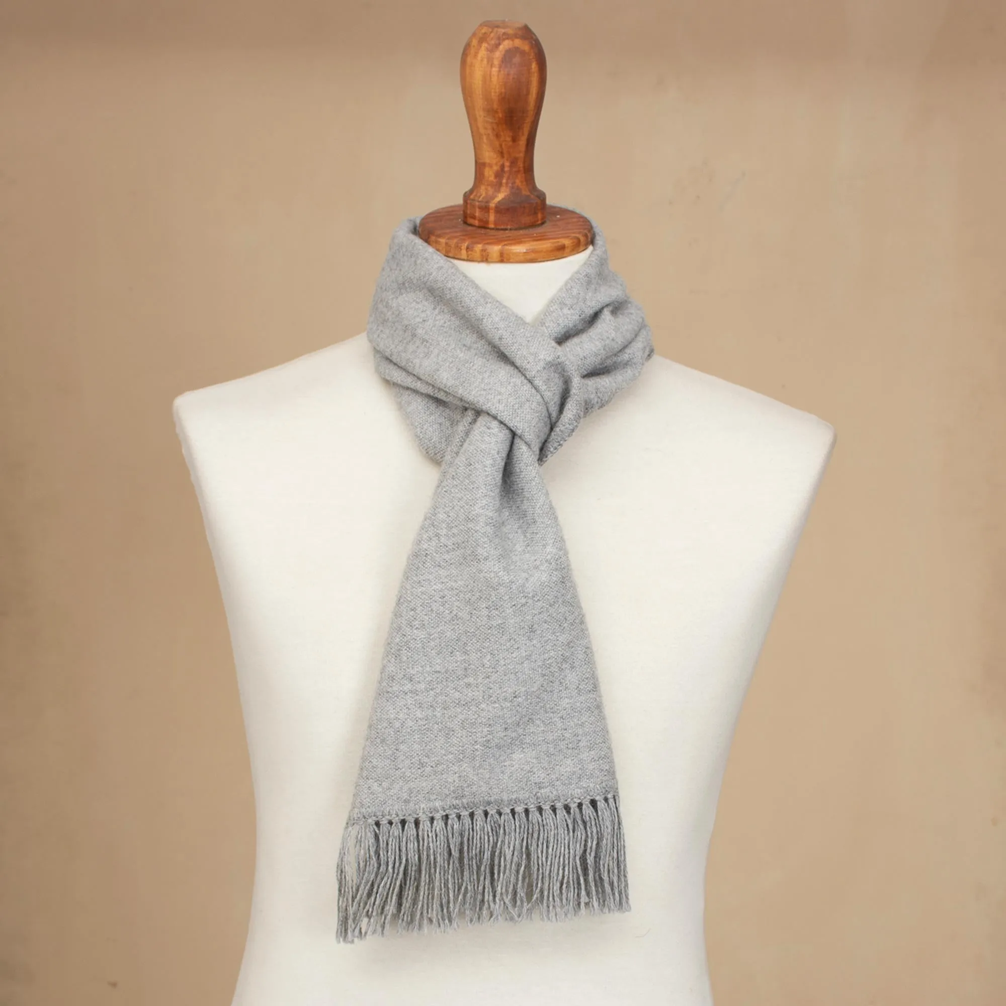 Winter Chic in Smoke Artisan Crafted Alpaca Blend Scarf in Smoke from Peru