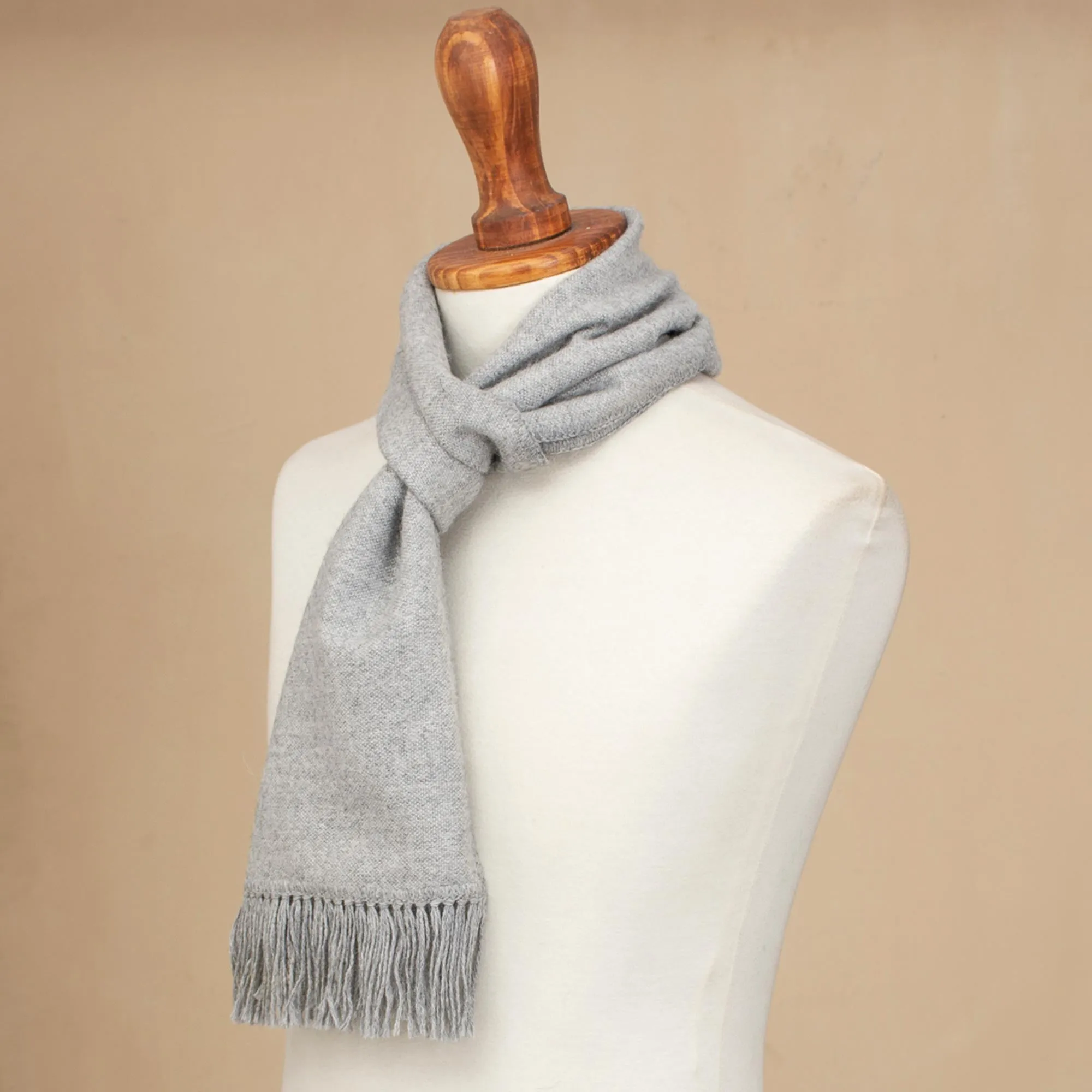 Winter Chic in Smoke Artisan Crafted Alpaca Blend Scarf in Smoke from Peru