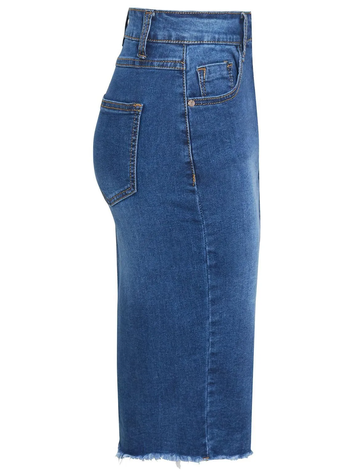 Womens High Waist Stretch Denim Pencil Skirt, Uk Sizes 6 to 14