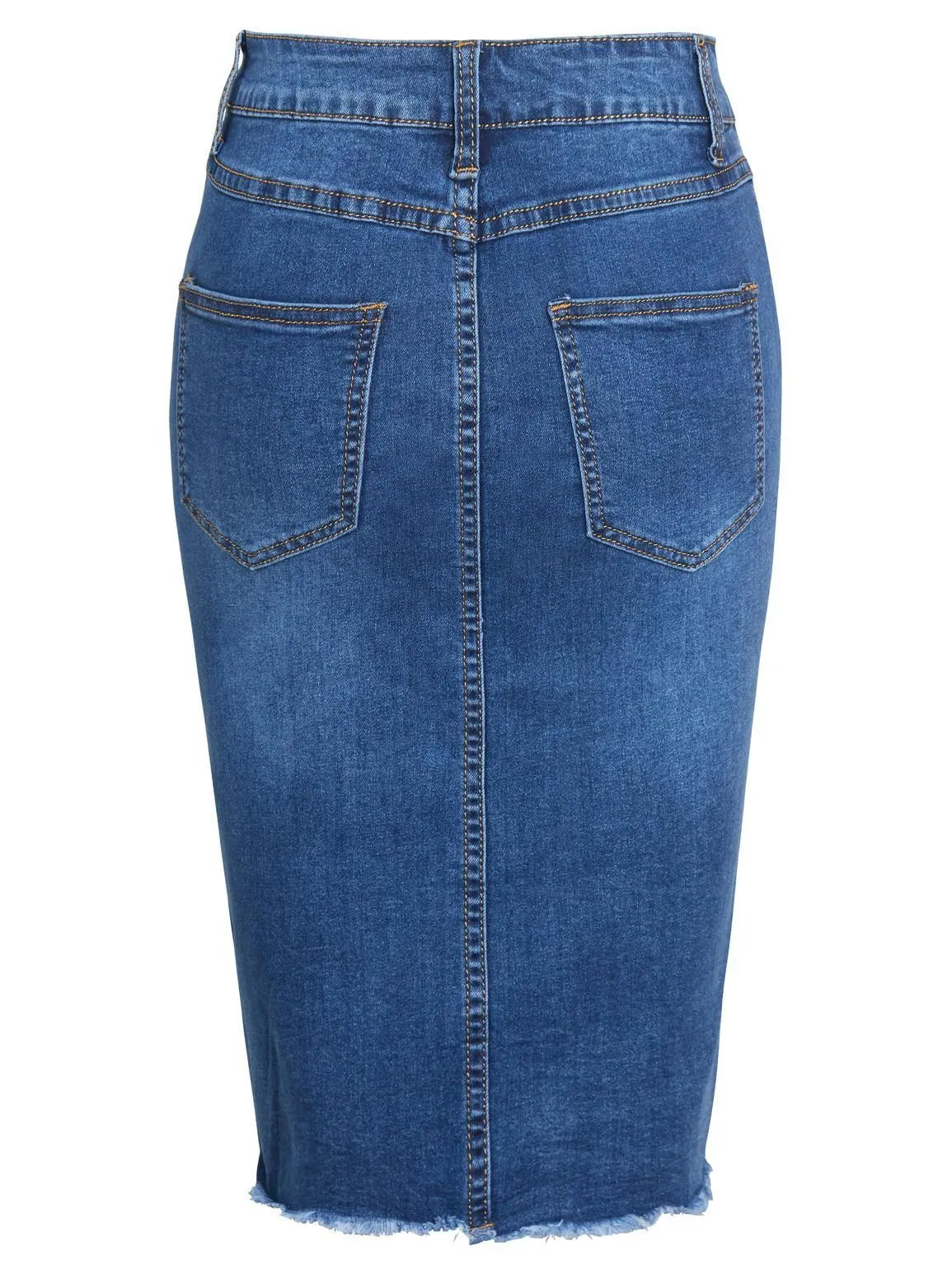 Womens High Waist Stretch Denim Pencil Skirt, Uk Sizes 6 to 14