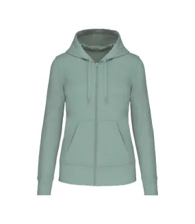 Womens/ladies eco friendly full zip hoodie sage Kariban