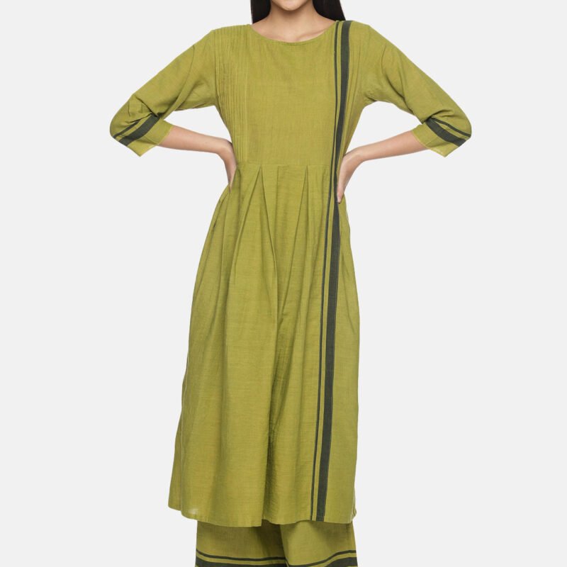 Olive Green Handloom Co-ord Set