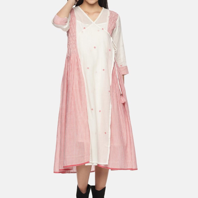 Blossom- Jamdani white pintex dress