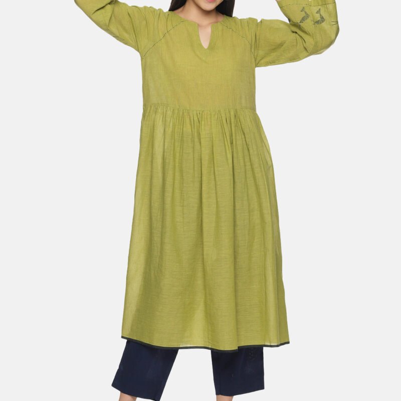 Olive Green Jamdani Prawn Motif Set