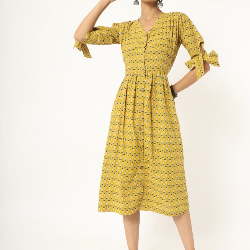Yellow Gather Dress